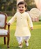 Babyhug Cambric Woven Full Length Embroidered Dhoti & Kurta Set - Yellow