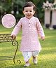 Babyhug 100% Cotton Woven Full Sleeves Cambric Floral Embroidered Kurta & Dhori Set - Pink