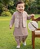 BABYHUG BOYS SOLID DHOTI KURTA SET SET WITH EMBROIDERED JACKET 0-3M LIGHT PURPLE