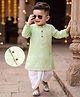 Babyhug Cambric Woven Full Length Embroidered Dhoti & Kurta Set - Light Green