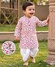 Babyhug Cambric Woven Full Sleeves Floral Printed Dhoti Kurta Set - White