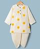 Babyhug Cambric Woven Full Sleeves Kurta & Dhoti Set with Floral Embroidery - Yellow