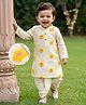 Babyhug Cambric Woven Full Sleeves Kurta & Dhoti Set with Floral Embroidery - Yellow
