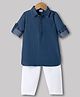 Babyhug Premium 100% Cotton Denim Woven Kurta and Pyjama With Full Sleeves in Blue