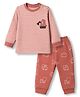 Zero Sinker Knit Full Sleeves Stripes T-Shirt and Joggers Set with Excavator Patch - Light Peach