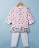 Babyhug 100% Cottom 100% Cotton Cambric Woven Floral Printed Full Sleeves Kurta Pajama Set - Pink