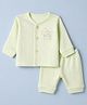 Zero Interlock Knit Full Sleeves T-Shirt & Pyjama Night Suit with Rainbow & Bunny Print - Light Green