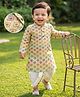 Babyhug Cambric Woven Full Sleeves Hakkoba Printed Dhoti Kurta - Lemon