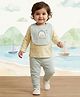 ToffyHouse Looper Knit Full Sleeves T-Shirt & Legging With Duck Print & Bib - Light Yellow