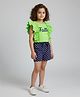 M'andy Knit Frill Sleeves Faith Text Printed Top & Shorts Set - Lime Green