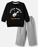 Zero Cotton Sinker Knit Full Sleeves T-Shirt and Jogger with Little Rebels Print - Grey