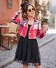 OLLINGTON ST. Woven Full Sleeves Frock with Jacket and Checked Print - Black
