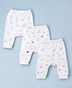 Simply Interlock Knit Full Length Solid Diaper Leggings With Vehicle & Animal Print Pack of 3 - White