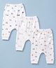 Simply Interlock Knit Full Length Solid Diaper Leggings With Vehicle & Animal Print Pack of 3 - White