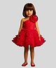 PinkCow Net Woven One Shoulder Pearl Embellished & Floral Applique Detailed Dress - Red