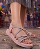 Steprite Strap Detailed & Stone Embellished Slip On Sandals -  Pink