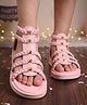 Steprite Metal Applique & Braid Detailed Zipper Closure Sandals  - Pink