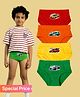 THE COVER UP PROJECT Modal Knit Pack Of 4 Cars Printed Briefs - Red Orange Yellow & Green