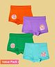THE COVER UP PROJECT Modal Knit Pack Of 4 Floral Butterfly & Rainbow Printed Boyshorts - Orange Lilac Green & Light Blue
