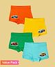 THE COVER UP PROJECT Modal Knit Pack Of 4 Racecars Printed Boxer Briefs - Orange Yellow Green & Light Blue