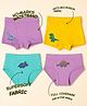 THE COVER UP PROJECT Modal Knit Pack Of 4 Dinosaurs Printed Boyshorts & Panties - Mauve Yellow & Light Blue