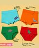 THE COVER UP PROJECT Modal Knit Pack Of 4 Dinosaurs Printed Briefs & Boxers - Light Blue Orange Green & Red