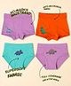THE COVER UP PROJECT Modal Knit Pack Of 4 Dinosaurs Printed Boyshorts & Panties - Mauve Orange & Light Blue