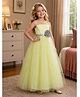Toy Balloon Kids Satin Mesh Sleeveless Sequin Embellished Floral Applique Detailed Gown - Lemon Yellow