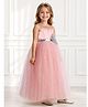 Toy Balloon Kids Satin Mesh Sleeveless Sequin Embellished Floral Applique Detailed Gown - Rose Pink
