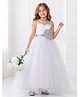 Toy Balloon Kids Satin Mesh Sleeveless Sequin Embellished Floral Applique Detailed Gown - White