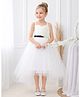 Toy Balloon Kids Satin Mesh Sleeveless Sequin Embellished Floral Applique Detailed High Low Dress - White