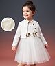 Mark & Mia Frocks with Jacket/Shrug with Full Sleeves and Flowers Applique - White