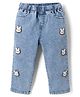 Mark & Mia Cotton Mix Full Length Jeans With Bunny Crochet Applique - Blue