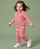 Babyoye Knit Baby Sweater Set with Cable Knit Design - Peach