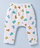 Doodle Poodle Cotton Interlock Knit Full Length Diaper Leggings With Alphabet Print - Bright White