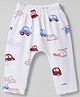 Doodle Poodle Cotton Interlock Knit Full Length Diaper Leggings With Car Print - Bright White