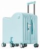 Fab N Funky Kids Ride-On Trolley Luggage Bag 20 Inch | 6-Wheel Scoot-Case| Polycarbonate Shell| 40L Storage| Foldable Footrest| Phone Holder & Bag Hooks| Number Lock| Kids Travel Suitcase - Light Blue