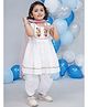 Little Bansi Cotton Woven Sleeveless Kurta Patiala and Dupatta Set with Floral Embroidery - White