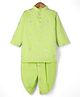 Little Bansi Cotton Silk Woven Full Sleeves Rose Zari Embroidered Kurta with Dhoti - Lime Green