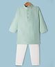 Little Bansi Cotton Silk Woven Full Sleeves Boota Work Kurta With Pyjama Set - Green
