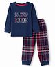 Babyhug Cotton Knit Full Sleeves T-Shirt & Pyjama Night Suit with Sleep Mode Embroidery - Navy Blue