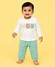 CANDY HOUSE Knitted Knit Full Sleeves Animal Patch Detailed Tee & Pants Set - Green