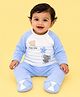 CANDY HOUSE Knitted Knit Full Sleeves Animal Patch Detailed Tee & Footed Pants Set - Sky Blue