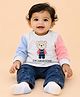 CANDY HOUSE Knitted Knit Full Sleeves Bear Embroidered Tee & Pants Set - White