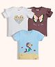 Orange Sugar Cotton Knit Pack Of 3 Half Sleeves Floral Embroidered & Sequin Embellished Butterfly Designed  Tops - White Beetle Brown & Sky Blue