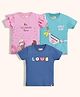 Orange Sugar Cotton Knit Pack Of 3 Half Sleeves Ice Cream Sling Bag & Love Text Printed Tops - Green Pink & Blue