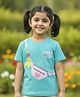 Orange Sugar Cotton Knit Half Sleeves Sling Bag Designed Tee - Green