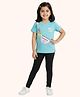 Orange Sugar 100% Cotton Knit Half Sleeves Sling Bag Printed Top & Leggings Set - Green & Black