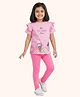 Orange Sugar 100% Cotton Knit Half Sleeves Ice Cream & Its Ice Cream Time Text Printed Top & Leggings Set - Pink