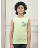 Crimsoune Club Cotton Knit Sleeveless Luau Text Printed Tee - Green